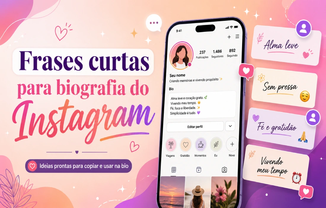 No momento, você está visualizando Frases curtas para biografia do Instagram: ideias prontas para copiar e usar na bio
