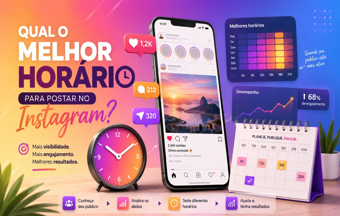 Leia mais sobre o artigo Qual o Melhor Horário para Postar no Instagram? Guia Completo por Dia, Formato e Nicho