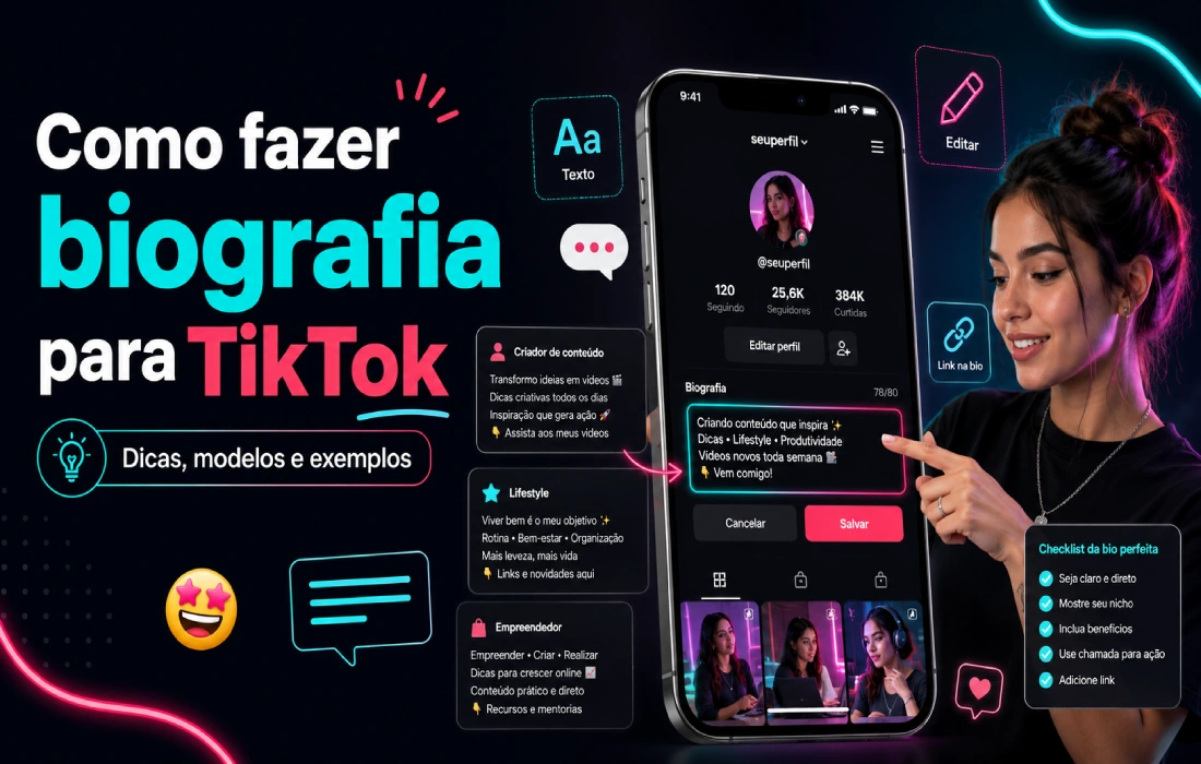 No momento, você está visualizando Como fazer biografia para TikTok: dicas, modelos e exemplos